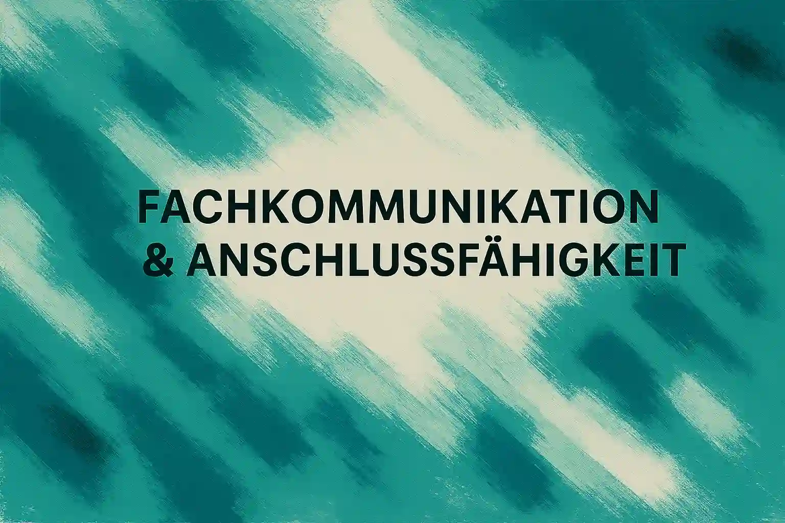 Abstraktes Querformat in Türkis/Schwarzblau: Fachkommunikation & Anschlussfähigkeit