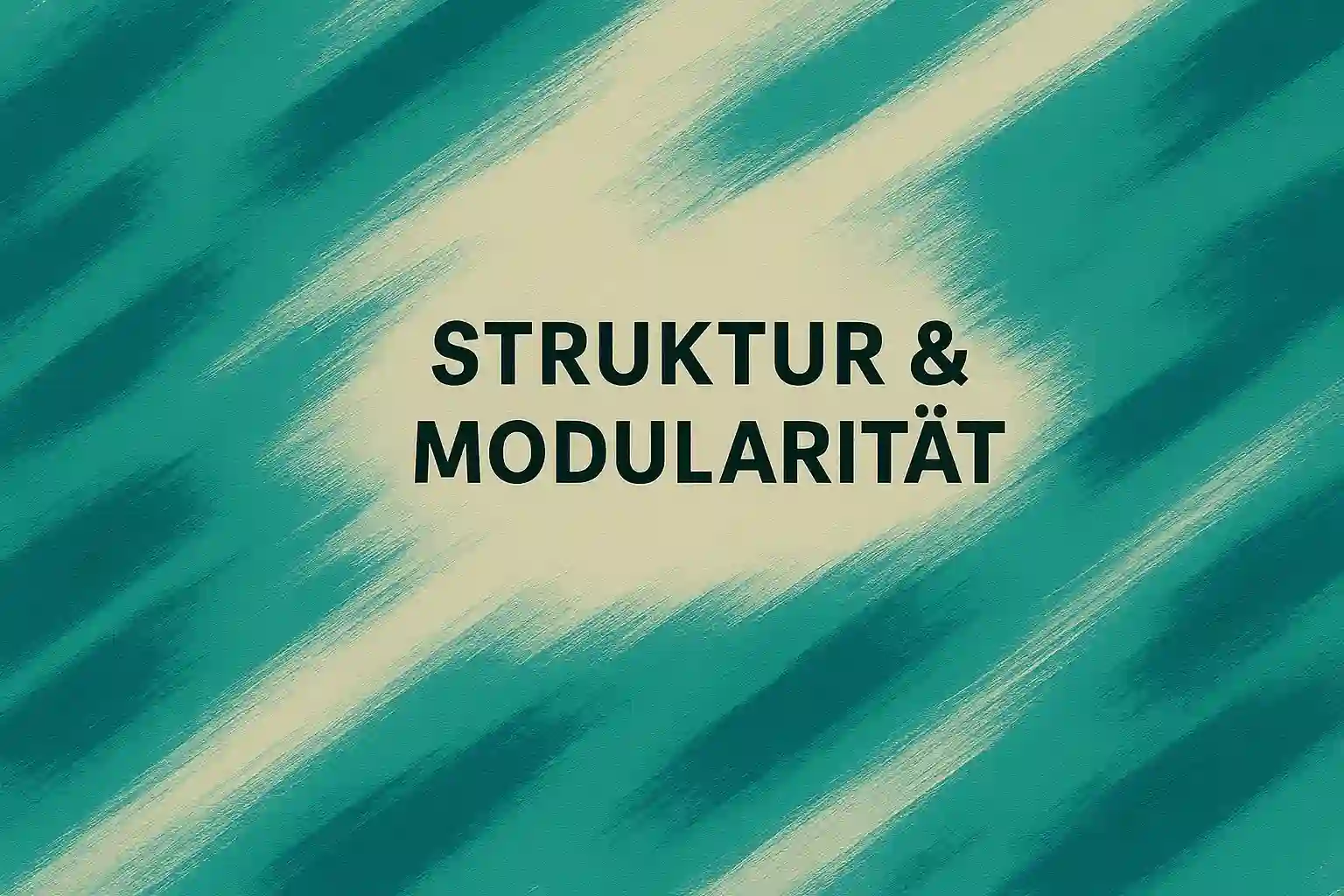Abstraktes Querformat in Türkis/Schwarzblau: Struktur & Modularität